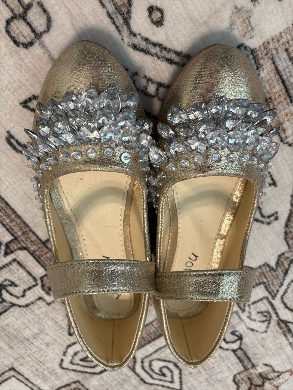 Girls' Gold Jeweled Mary Jane Dress Flats - Picture 4 of 5